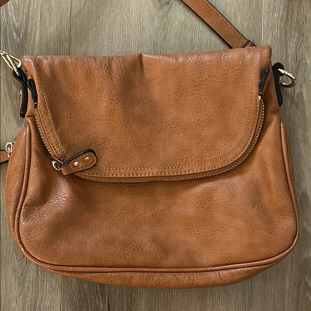 Vegan Leather Tan Shoulder Bag